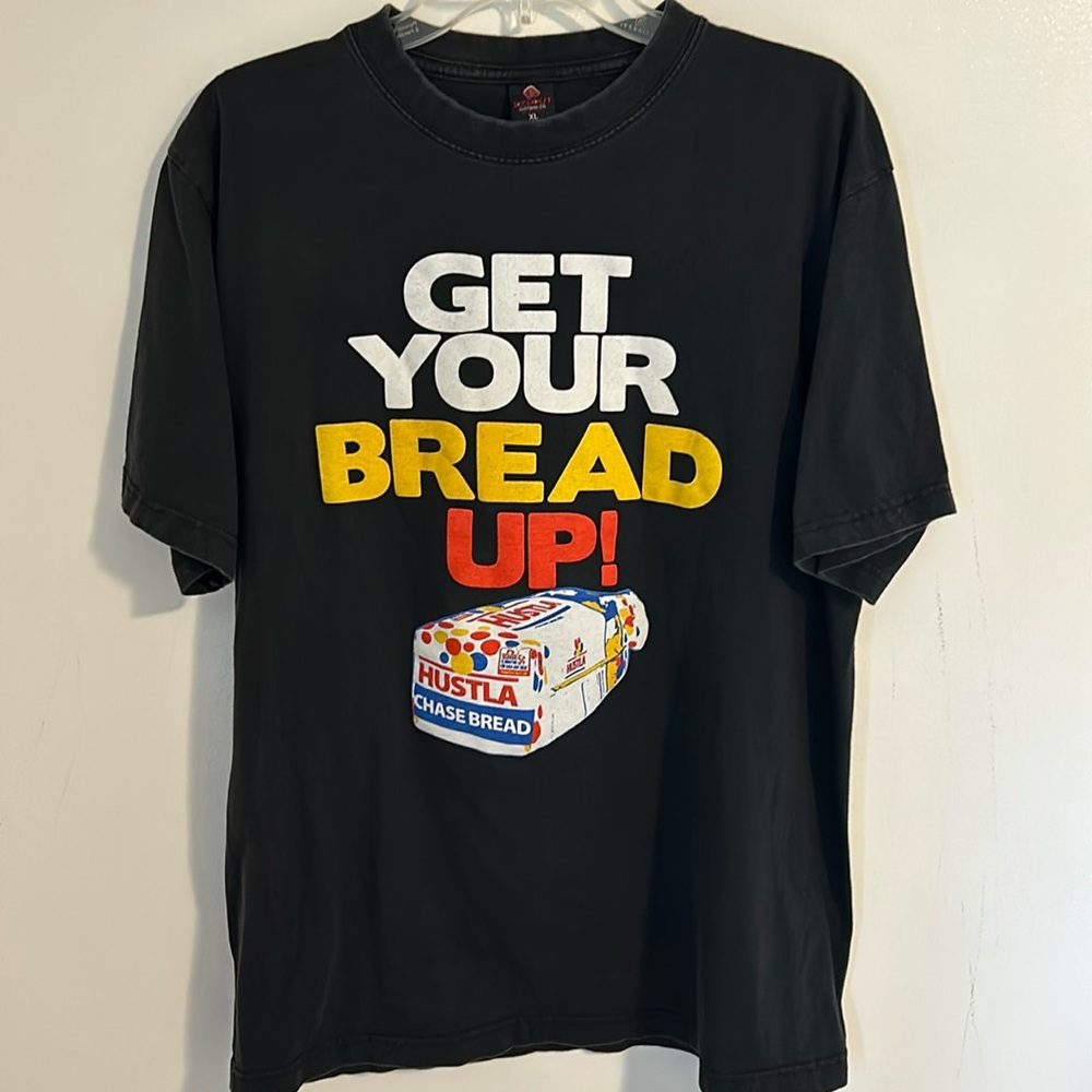 Get Your Bread Up Hustla Iceedout Black T-Shirt Size XL